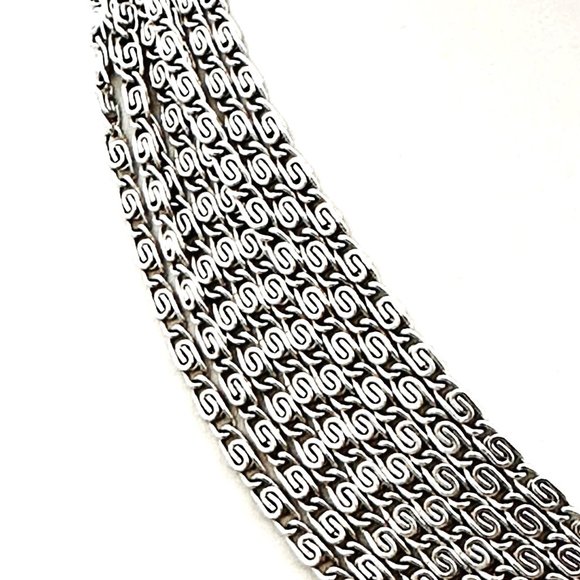 Vintage Sarah Coventry Lightweight 8-Strand Silver Tone Necklace/Choker - 15.25" - Picture 2 of 6